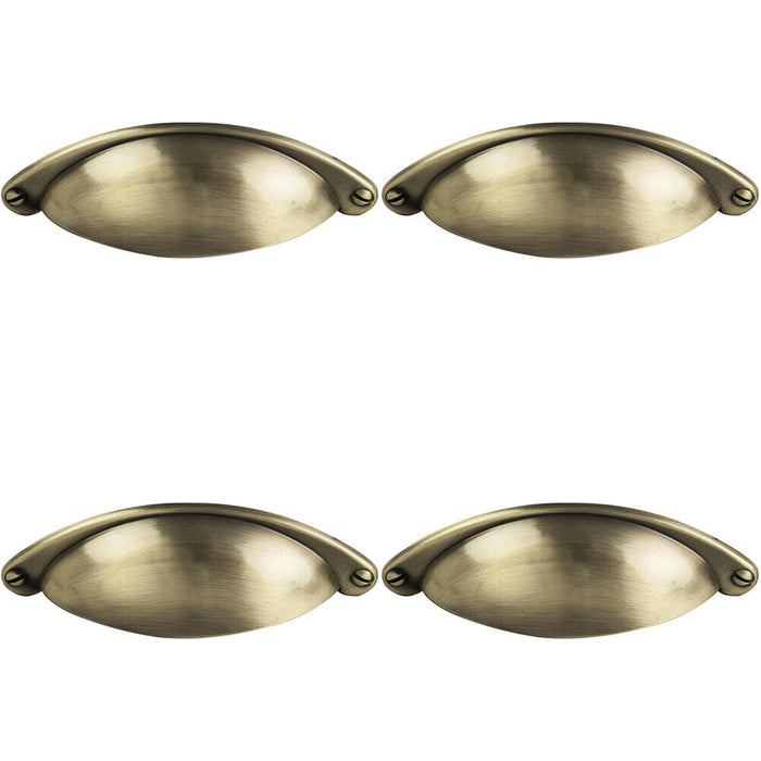 4x Traditional Cup Pull Handle 104 x 26mm 64mm Fixing Centres Burnished Brass Loops