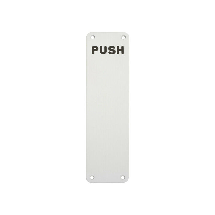 Push Engraved Door Finger Plate 300 x 75mm Satin Anodised Aluminium Loops