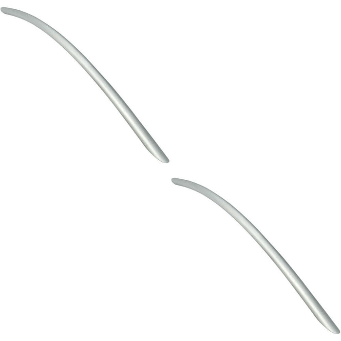 2x Curved Bow Cabinet Pull Handle 408 x 10mm 352mm Fixing Centres Satin Nickel Loops
