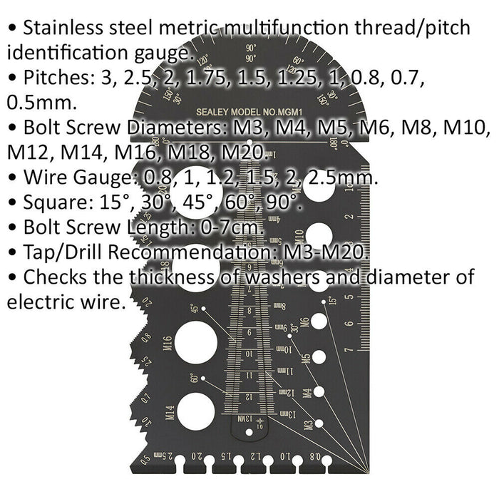 Metric Multi Gauge - Stainless Steel - Thread & Pitch Identification Gauge Loops