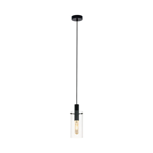 Pendant Ceiling Light Colour Black Shade Clear Glass Minimalist Bulb E27 1x60W Loops