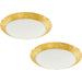 2 PACK Wall Flush Ceiling Light Colour White Shade White Gold Glass LED 16W Loops