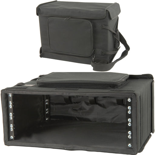 19" 4U Rack Mount Transit Carry Bag Patch Panel Padded Case DJ Mixer Audio Loops