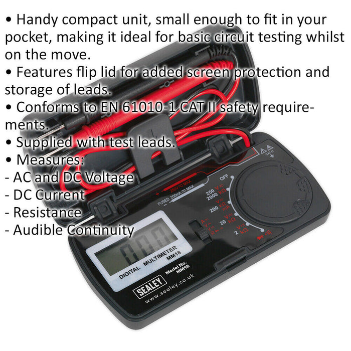 Compact Pocket Multimeter - Measures AC & DC Voltage - Basic Circuit Testing Loops