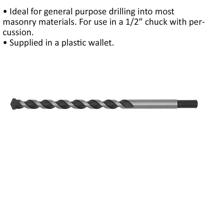 18 x 300mm Rotary Impact Drill Bit - Straight Shank - Masonry Material Drill Loops