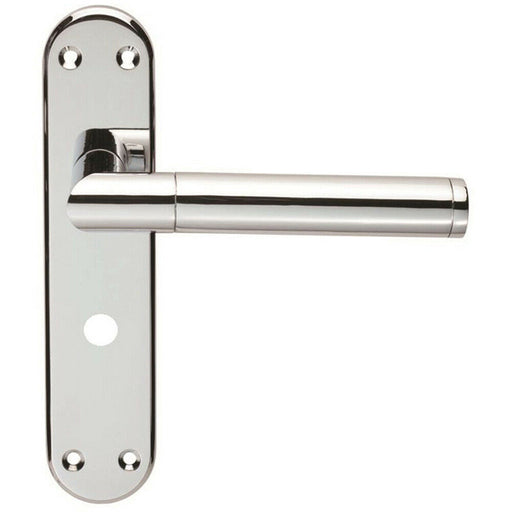Round Bar Lever on Bathroom Backplate Door Handle 180 x 40mm Polished Chrome Loops