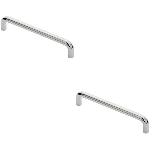 2x Round D Bar Cabinet Pull Handle 138 x 10mm 128mm Fixing Centres Chrome Loops