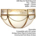 Luxury Traditional Half Bowl Wall Light Antique Brass & Diffused Glass Shade Loops