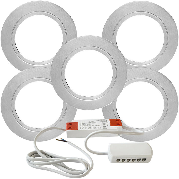 5x 2.6W LED Kitchen Flush Light & Driver Stainless Steel Natural Cool White Loops