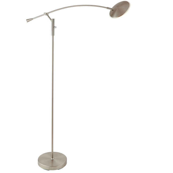 Adjustable Arched Floor Lamp Satin Nickel Tall Standing Curved Arm Reading Light Loops