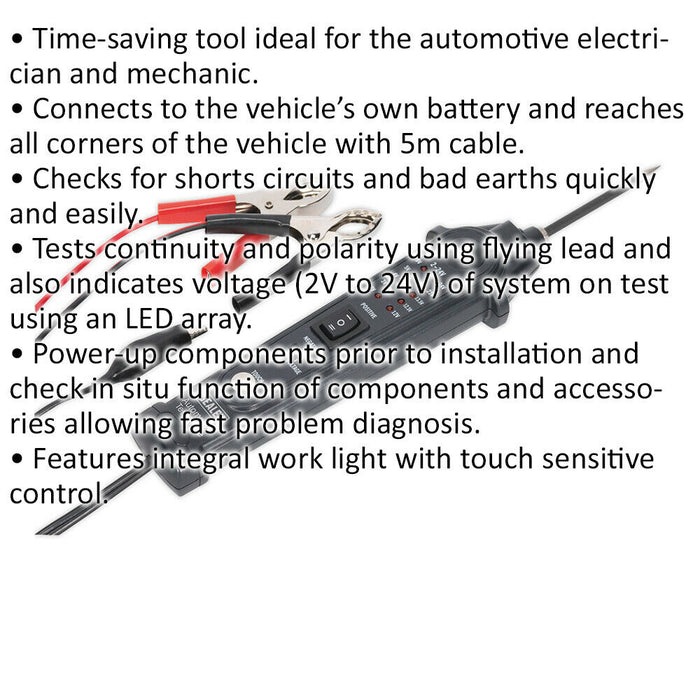 Automotive Test Probe - Continuity & Polarity Test Tool - 5m Extension Cable Loops