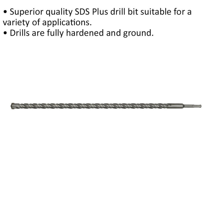 22 x 600mm SDS Plus Drill Bit - Fully Hardened & Ground - Smooth Drilling Loops