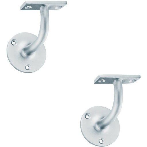 2x Heavyweight Handrail Bannister Bracket 80mm Projection Satin Chrome Loops