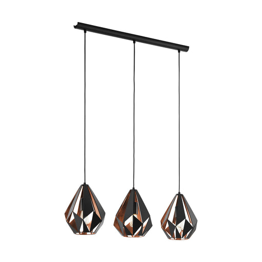 Hanging Ceiling Pendant Light Black Copper Geometric 3x 60W E27 Kitchen Island Loops