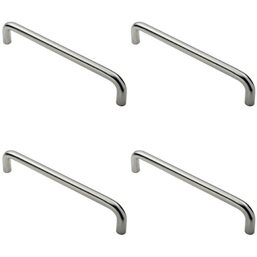 4x Round D Bar Pull Handle 319 x 19mm 300mm Fixing Centres Satin Steel Loops