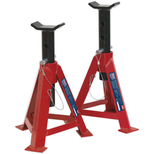 PAIR 5 Tonne Axle Stands - Pin & Chain Load Support - 500mm Max Height Loops
