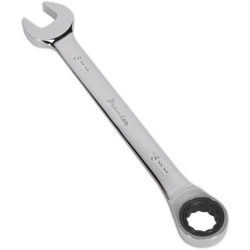 16mm Ratchet Combination Spanner - Chrome Vanadium Steel - 72 Tooth Ratchet Ring Loops