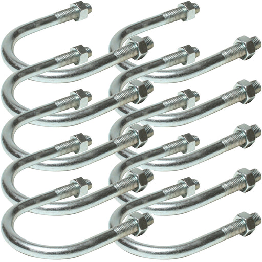 10 Pack 2" 50 61mm U Bolts Zinc Plated Steel Nuts Pole Grip Bracket Clamp Loops