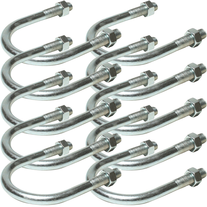 10 Pack 2" 50 61mm U Bolts Zinc Plated Steel Nuts Pole Grip Bracket Clamp Loops