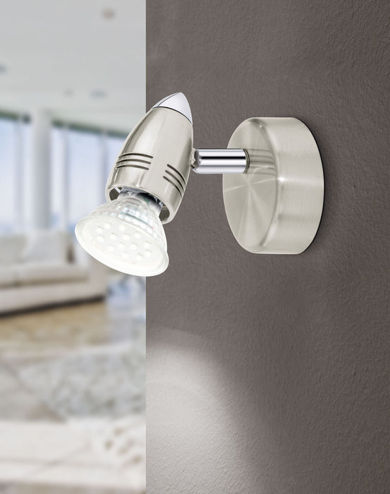 2 PACK Wall 1 Spot Light Colour Satin Nickel Chrome Plated GU10 1x3W Included Loops