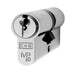 64mm Euro Double Cylinder Lock Keyed to Differ 10 Pin Satin Chrome Door Loops