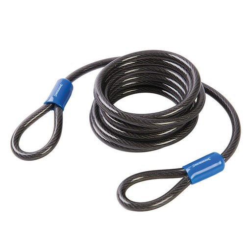 8mm x 2.5m Looped Steel Security Cable Twisted Steel & Outdoor Rated PVC Coated Loops