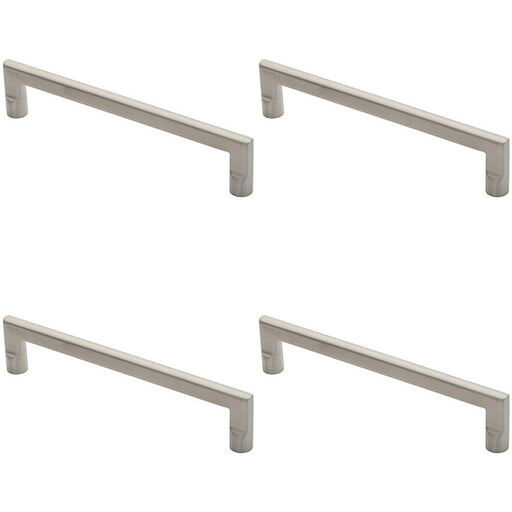4x Flat D Bar Door Pull Handle 315 x 15mm 300mm Fixing Centres Satin Steel Loops