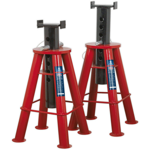 PAIR 10 Tonne Axle Stands - Heavy Duty Steel Frame - 562 to 775mm - Large Crutch Loops