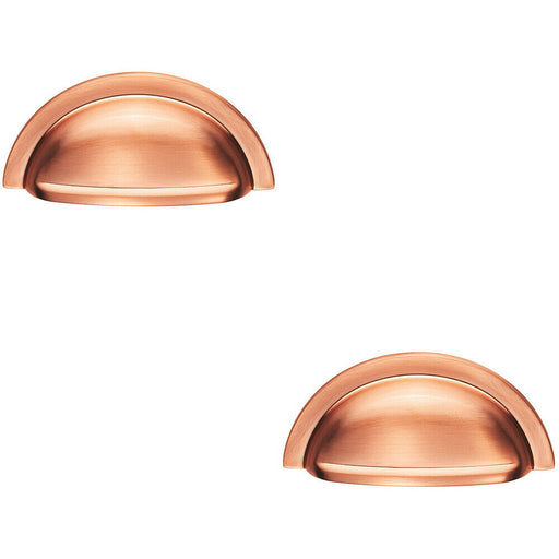 2x Cabinet Cup Pull Handle 91 x 45mm 76mm Fixing Centres Satin Copper Loops