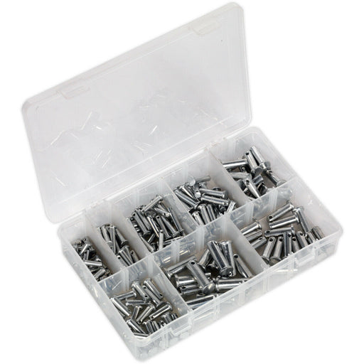 200 Piece Clevis Pin Assortment - Imperial Sizing - Securing Fastener Pins Loops