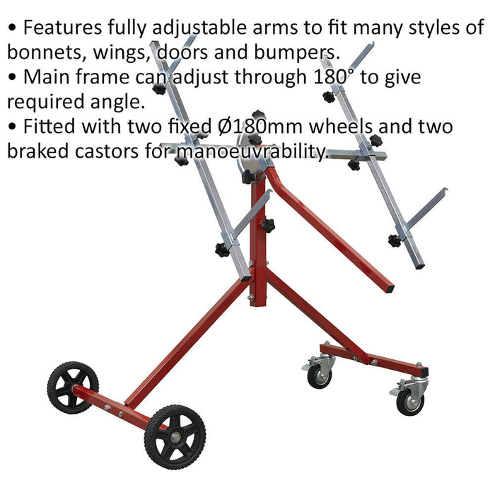 Fully Adjustable Panel Stand - Doors Wings Bonnets & Bumpers - 40kg Weight Limit Loops