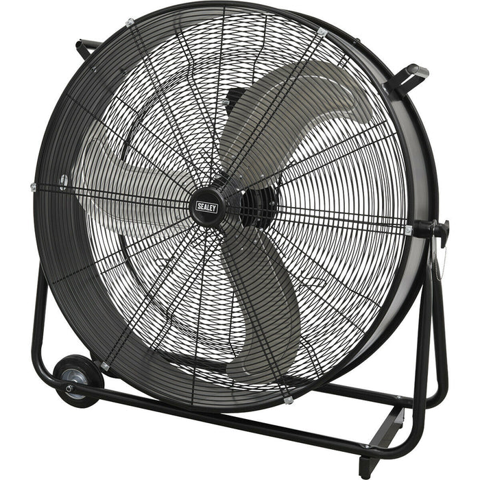 30" Industrial High Velocity Drum Fan - 2 Speed Settings - Wheeled Tilting Stand Loops