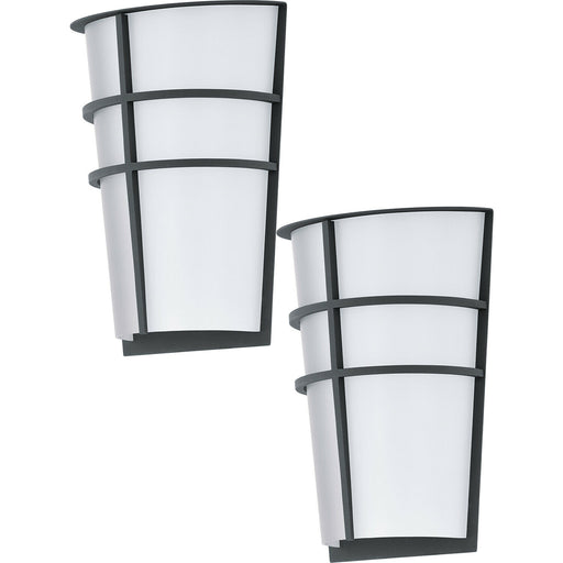 2 PACK IP44 Outdoor Wall Light Anthracite Modern Diffused Lantern 2.5W LED Loops