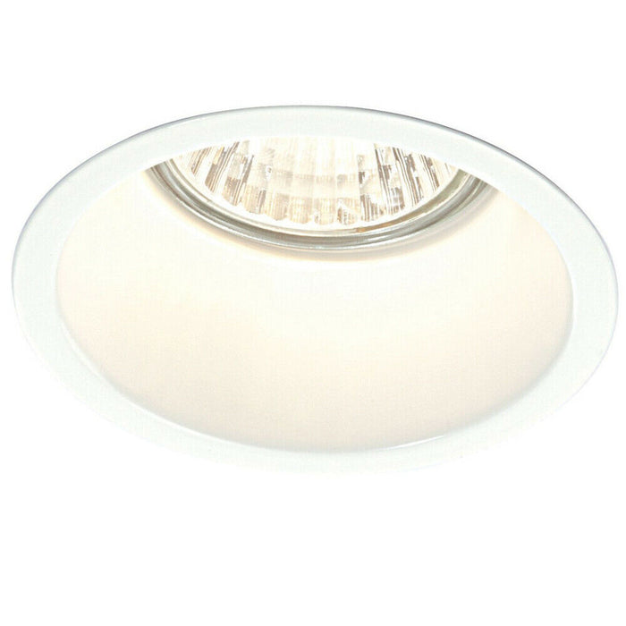 Fixed Round Recess Ceiling Down Light Gloss White Sunken Flush GU10 Lamp Holder Loops