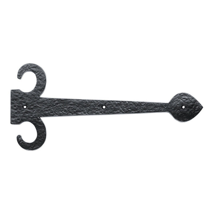 PAIR 457mm Ornate Sword Hinge Front Black Antique Decorative Door Plate Loops