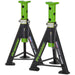 PAIR 6 Tonne Heavy Duty Axle Stands - 369mm to 571mm Adjustable Height - Green Loops