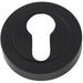 50mm Euro Profile Round Escutcheon Concealed Fix Matt Black Keyhole Cover Loops