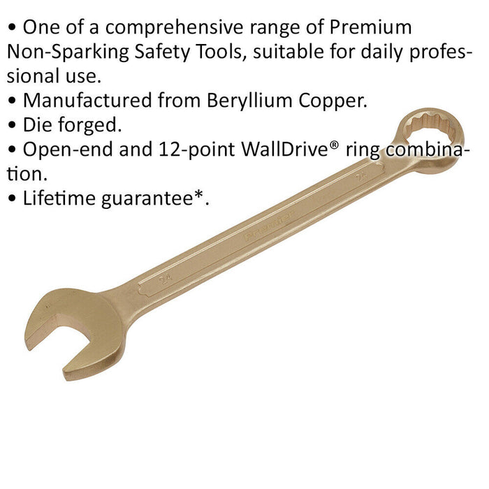 24mm Non-Sparking Combination Spanner - Open-End & 12-Point WallDrive Ring Loops