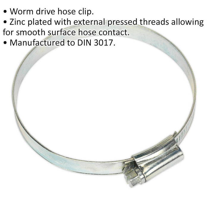 30 PACK Zinc Plated Hose Clip - 70 to 89mm Diameter - External Pressed Threads Loops