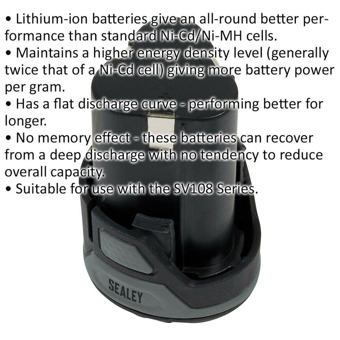 10.8V 2Ah Lithium-ion Power Tool Battery Pack - For Cordless Power Tools Loops