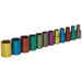12 PACK Multi Colour Socket Set 1/4" Metric Square Drive - 6 Pt WallDrive Torque Loops