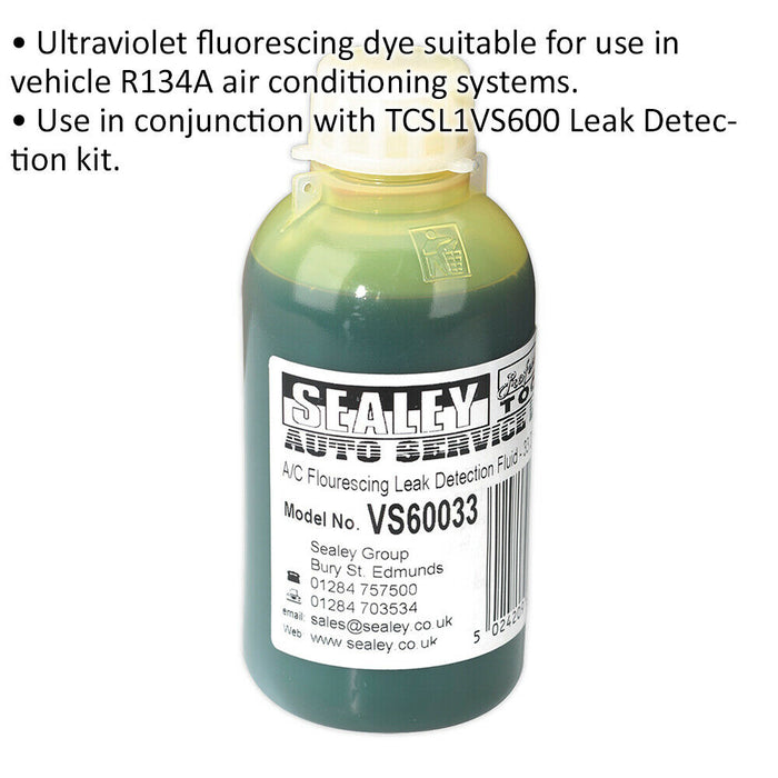 Air Conditioning Leak Detection Dye - Ultraviolet Fluorescing Dye - R134A System Loops