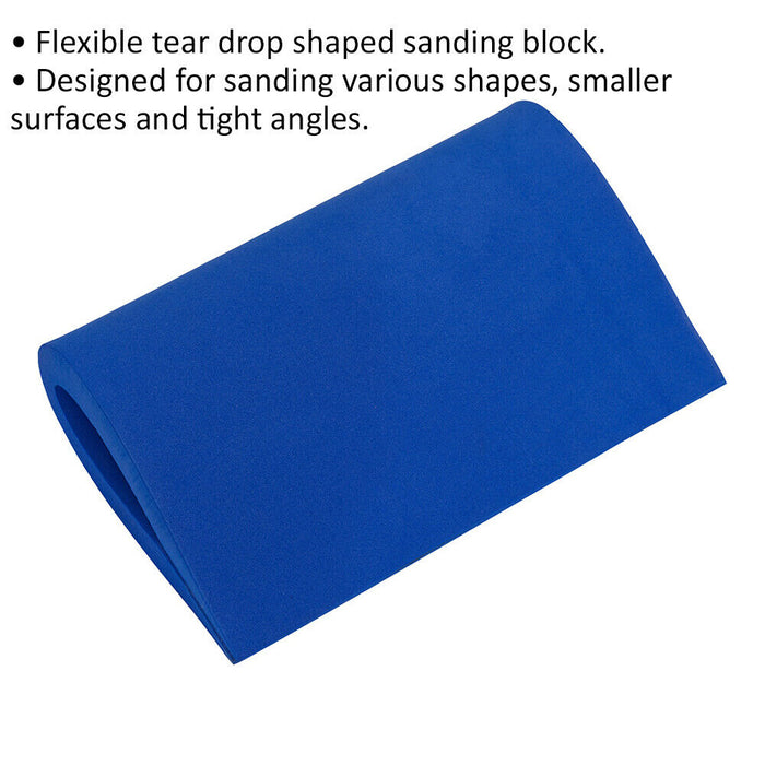 Flexible Tear Drop Sanding Block - 90mm x 135mm - Hook and Loop Surface Loops