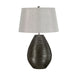 Table Lamp Textured Graphite Silver Faux Silk Shade Included LED E27 60W Loops