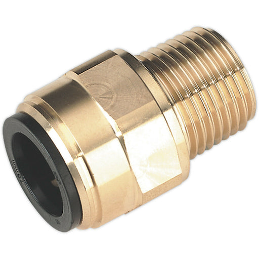 15mm x 1/2" BSPT Brass Straight Adapter - Air Supply Ring Main Pipe Male Thread Loops