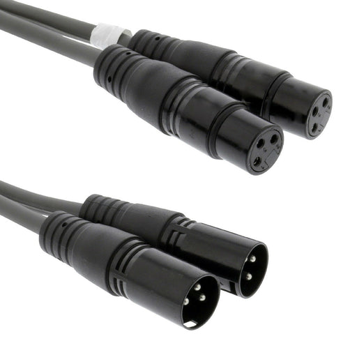 1.5m Twin 3 Pin XLR Male Plug to 2x XLR Female Socket Cable Audio Mic Mixer Amp Loops