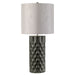 Table Lamp Steel Shade Polished Nickel Finial Graphite Finish LED E27 60W Bulb Loops