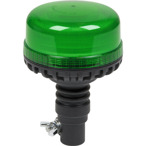 12V / 24V LED Rotating Green Beacon Light & Spigot Base Mount - Warning Lamp Loops