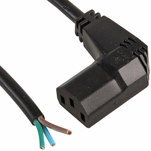 5m IEC Kettle Plug to Bare Stripped Ends Right Angled Power Cable Battery C13 Loops