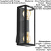 IP44 Outdoor Wall Light Black & Square Glass shade 2x 60W E27 Bulb Porch Lamp Loops